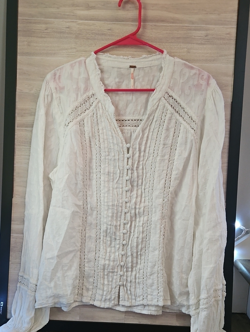 Free People White Eyelet Button-Front Peasant Blouse - Women - Picture 2 of 8